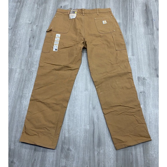 Vintage NWT Carhartt Double Knee Carpenter Jeans Pants 44x34 Made In USA Brown - Picture 6 of 11